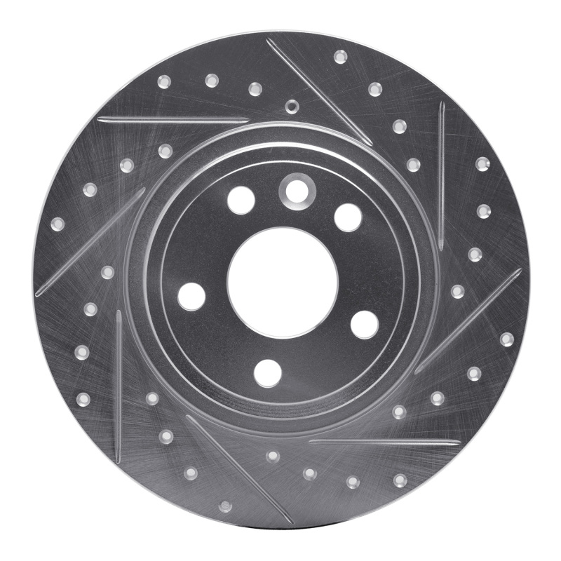 Jaguar E-Pace Brake Rotor (1) - Rear Right - R1 Concepts - Drilled & Slotted - Silver - `15-`20